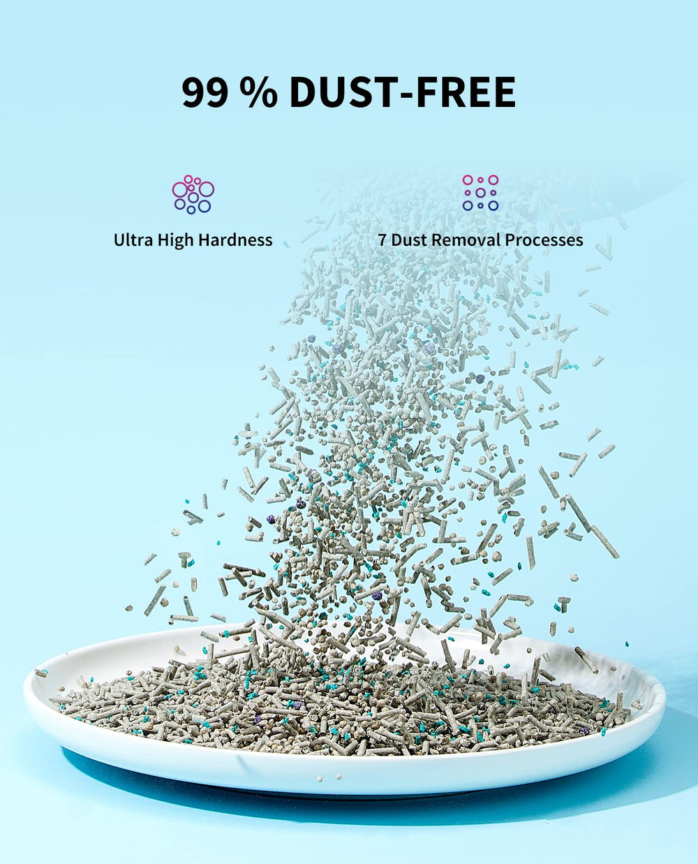 PETKIT detalle de bentonita y tofu evidenciando alta absorción