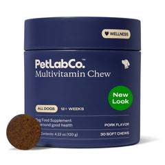 PetLab Co. vista frontal del envase que muestra diseño y cantidad