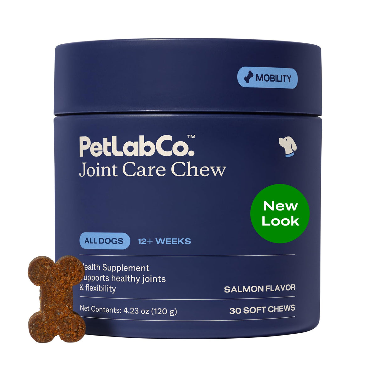 PetLab Co. vista frontal del envase mostrando el diseño y beneficios