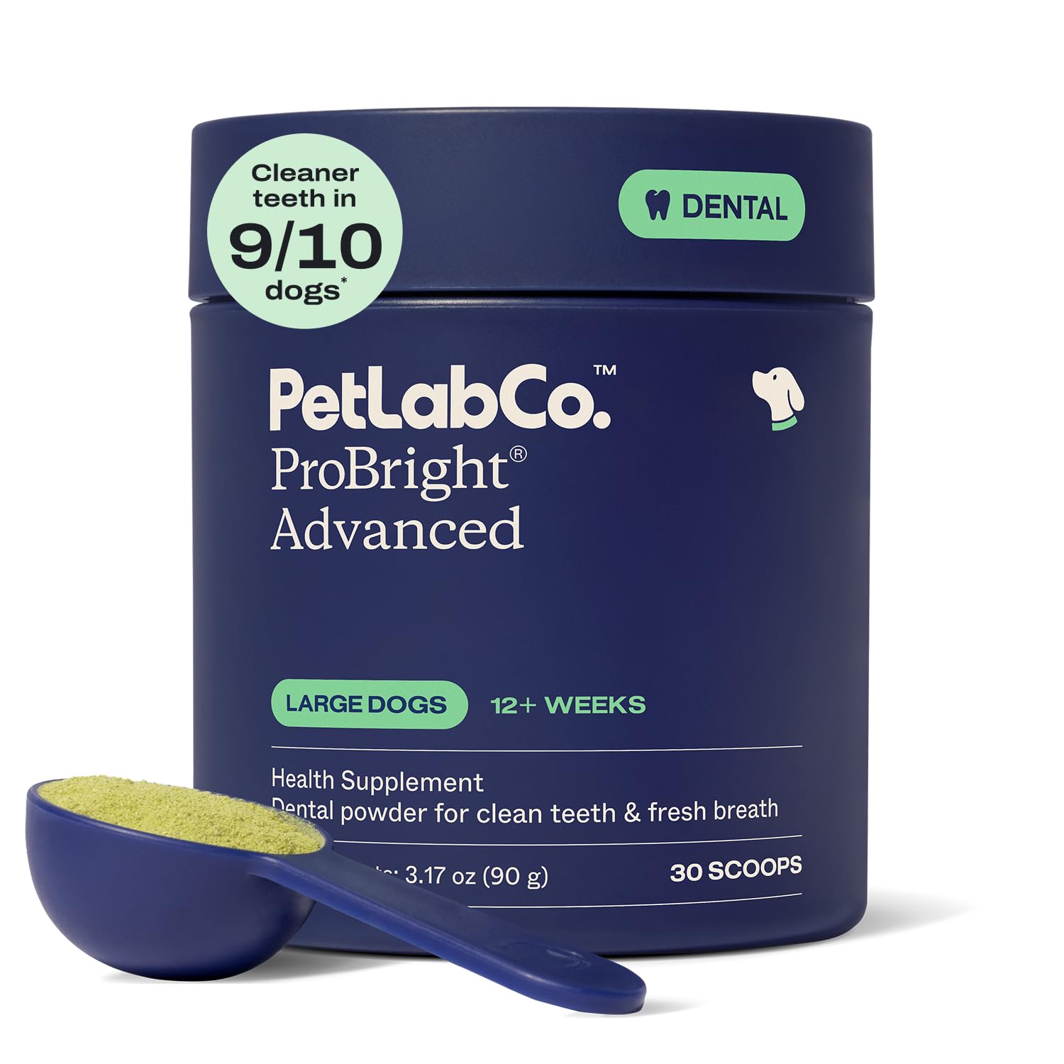 PetLab Co. ProBright Advanced frente del envase mostrando aporte dental