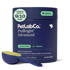 PetLab Co. ProBright Advanced frente del envase mostrando aporte dental