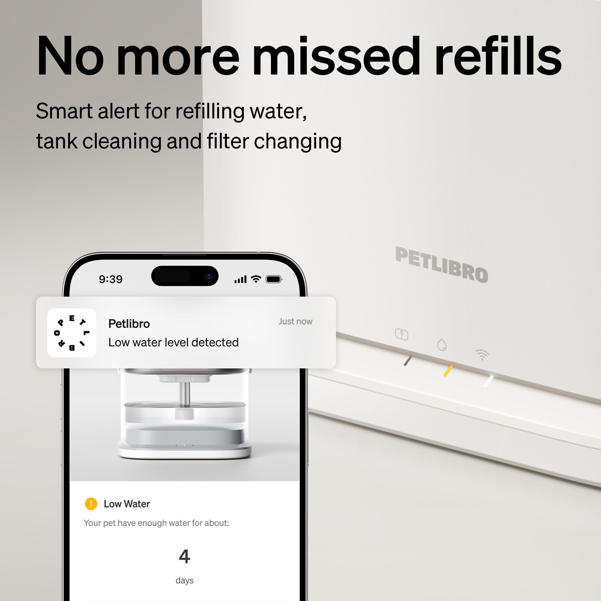 PETLIBRO app en pantalla móvil mostrando historial de consumo