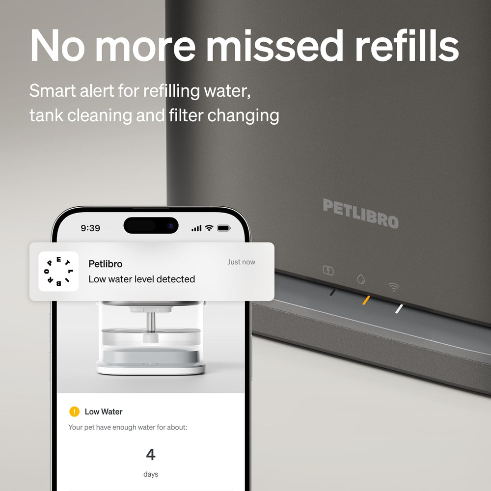 PETLIBRO vista superior del flujo de agua suave y constante para beber