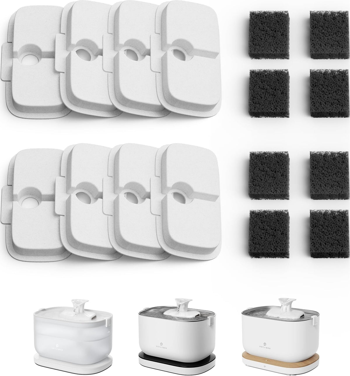 PETLIBRO paquete frontal con 8 filtros y 8 esponjas, recambio práctico