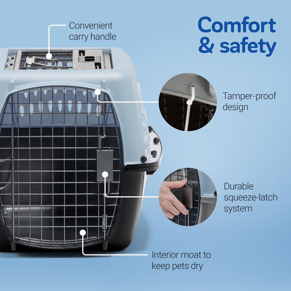 Petmate transportín colocado en asiento de coche para viajes tranquilos