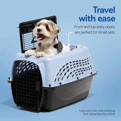 Petmate vista superior con puerta abierta para acceso fácil y manejo