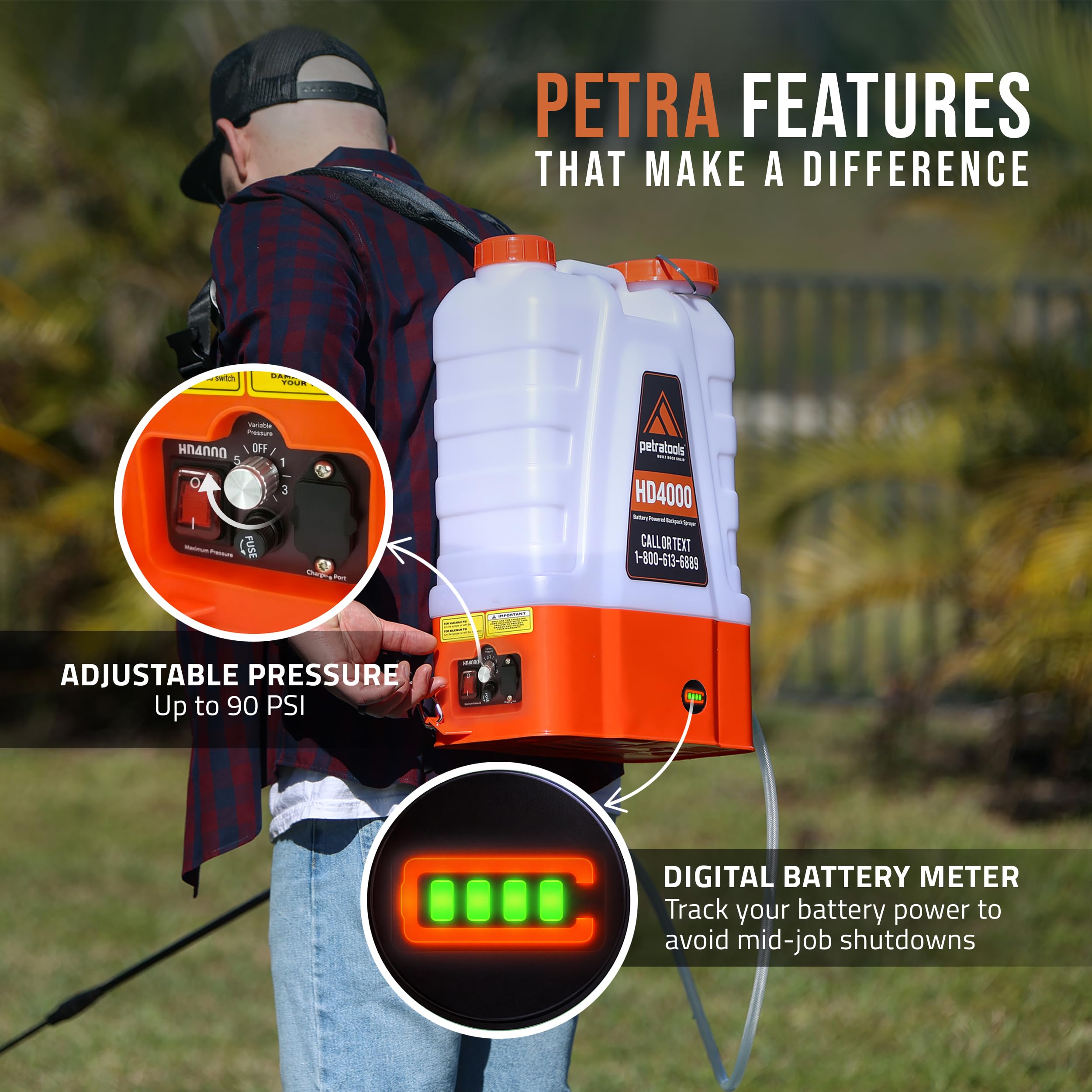 Petra HD4000 pressure control and power button for easy adjustments
