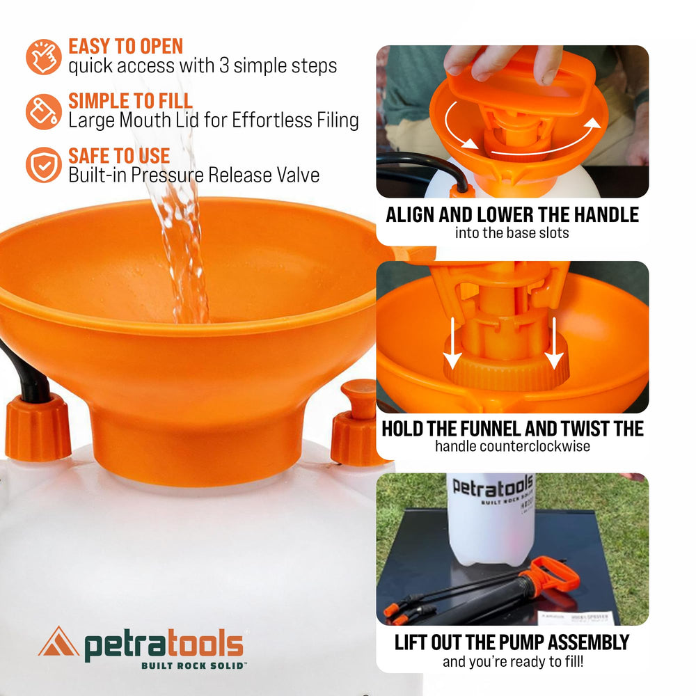 PetraTools sprayer in use in a garden bed, comfortable carry and precise application
