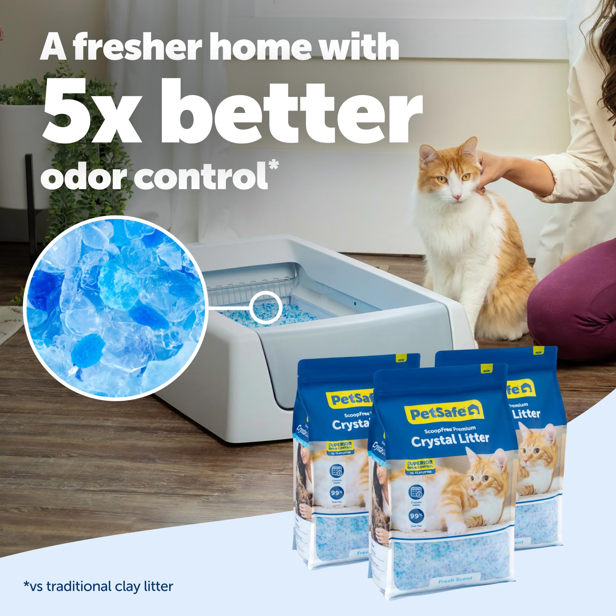 PetSafe primer plano de cristales de sílice absorción rápida y secado