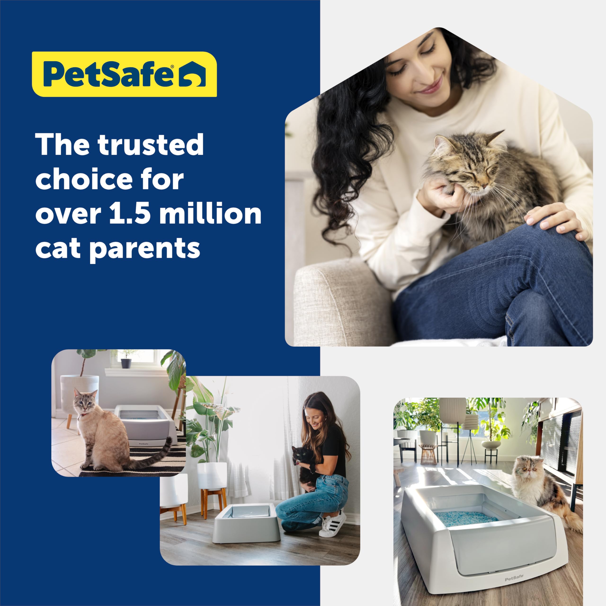 PetSafe bandeja colocada en lavandería mostrando solución ordenada y sin polvo