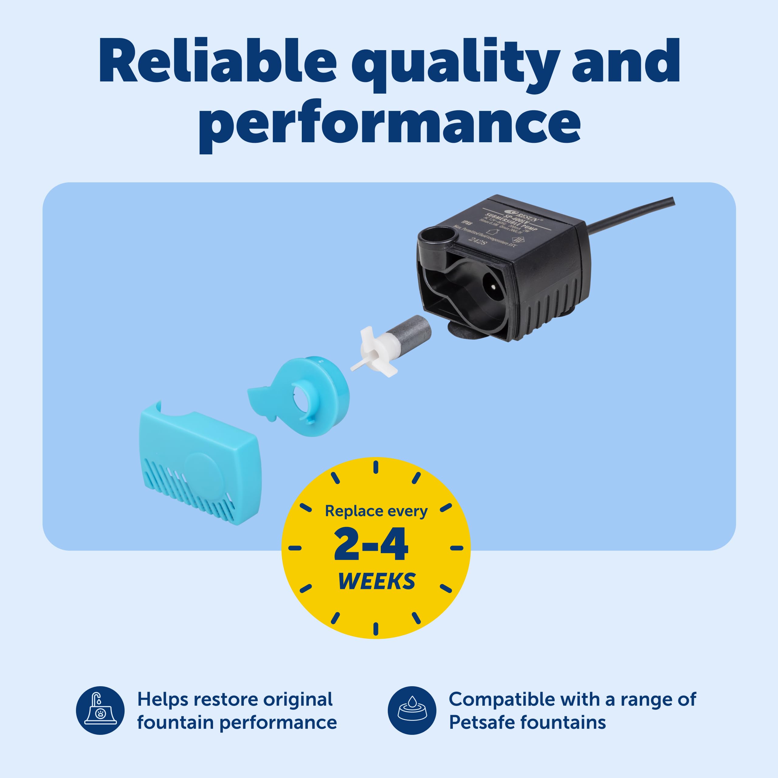 PetSafe pump installed in Drinkwell fountain demonstrating quiet circulating water benefit