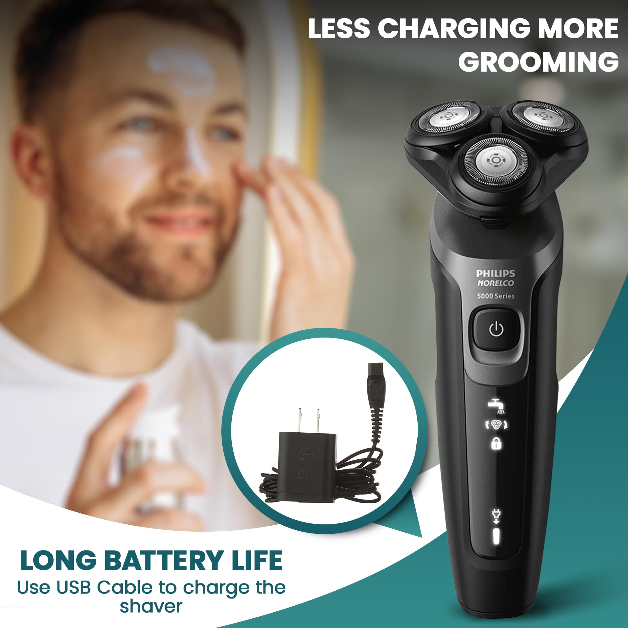 PHILIPS afeitadora junto a artículos de viaje para comparar tamaño portátil