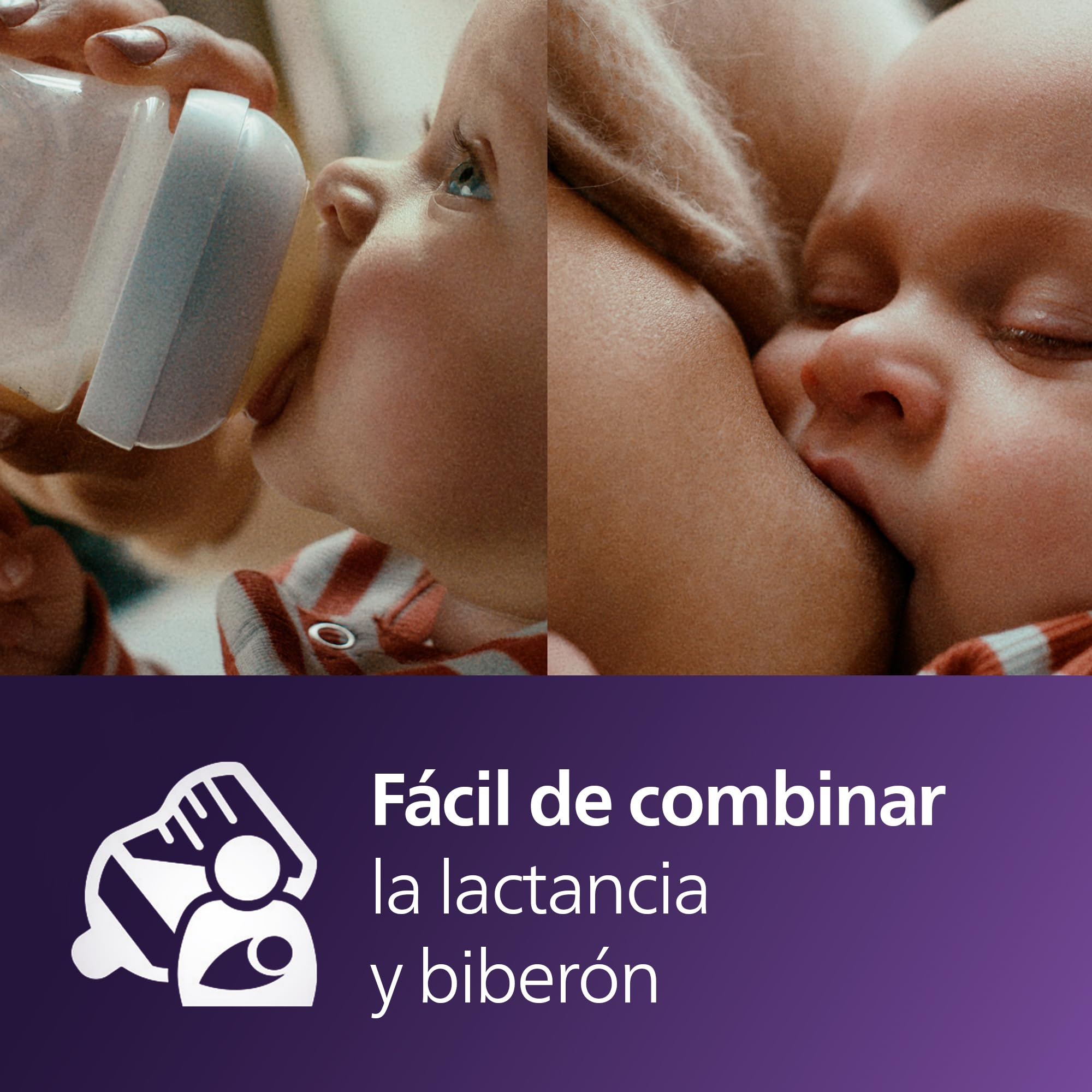 Philips Avent bebé alimentándose con biberón mostrando su uso natural