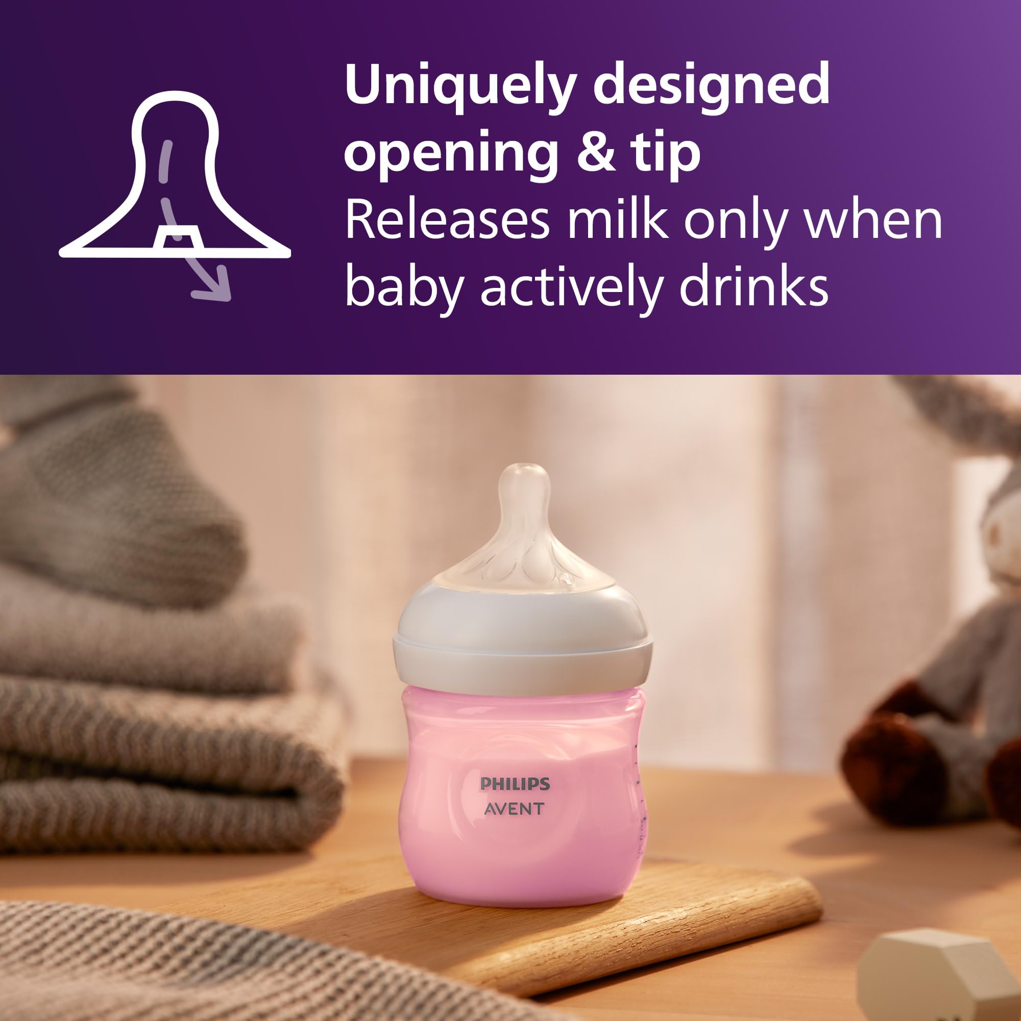 Philips Avent biberón en mano de adulto fácil de sujetar y ergonómico