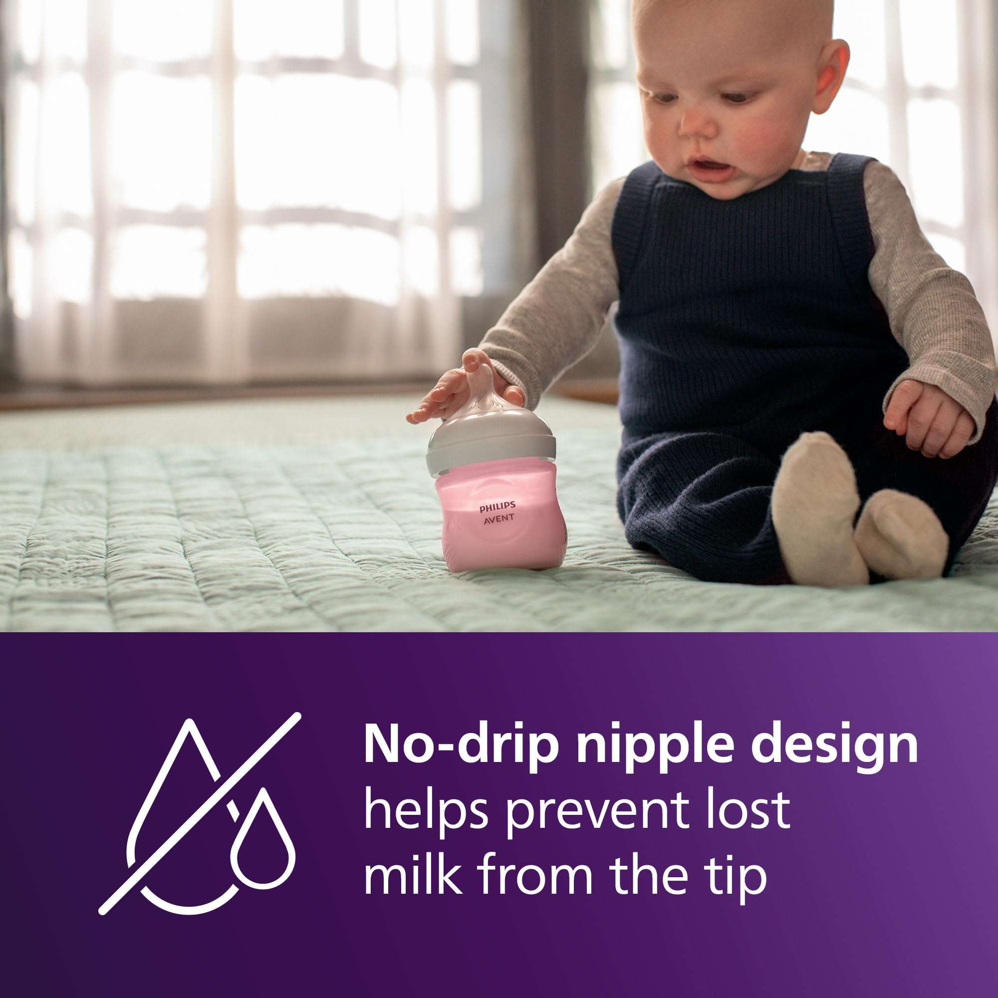 Philips Avent biberón sobre mesa en entorno doméstico práctico para madres