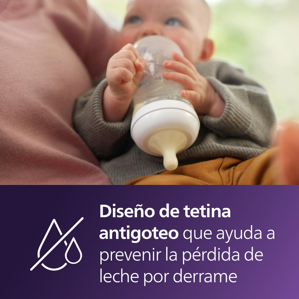 Philips Avent cuello ancho abierto facilitando limpieza rápida