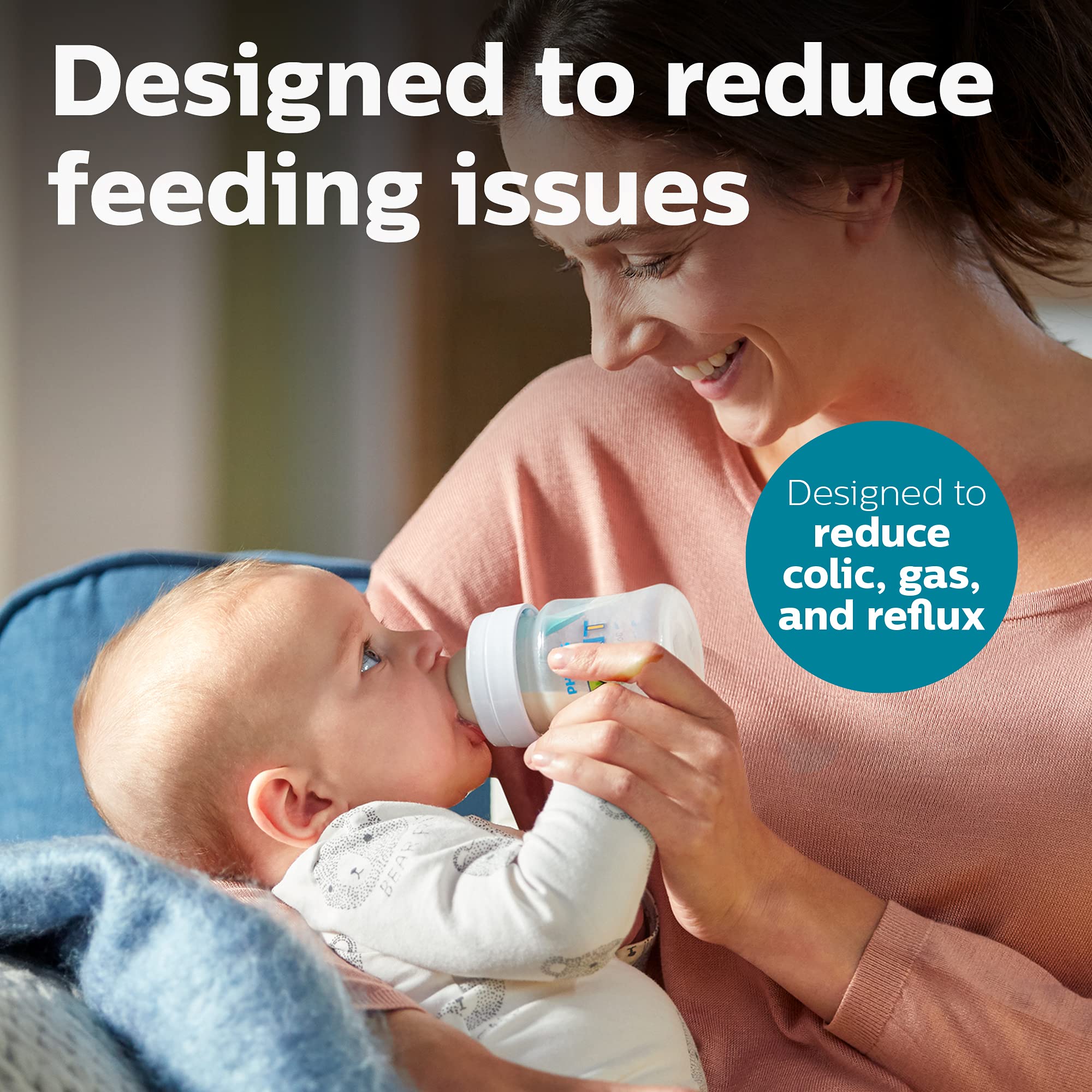 Philips Avent detalle del AirFree vent que mantiene la tetina llena y reduce aire