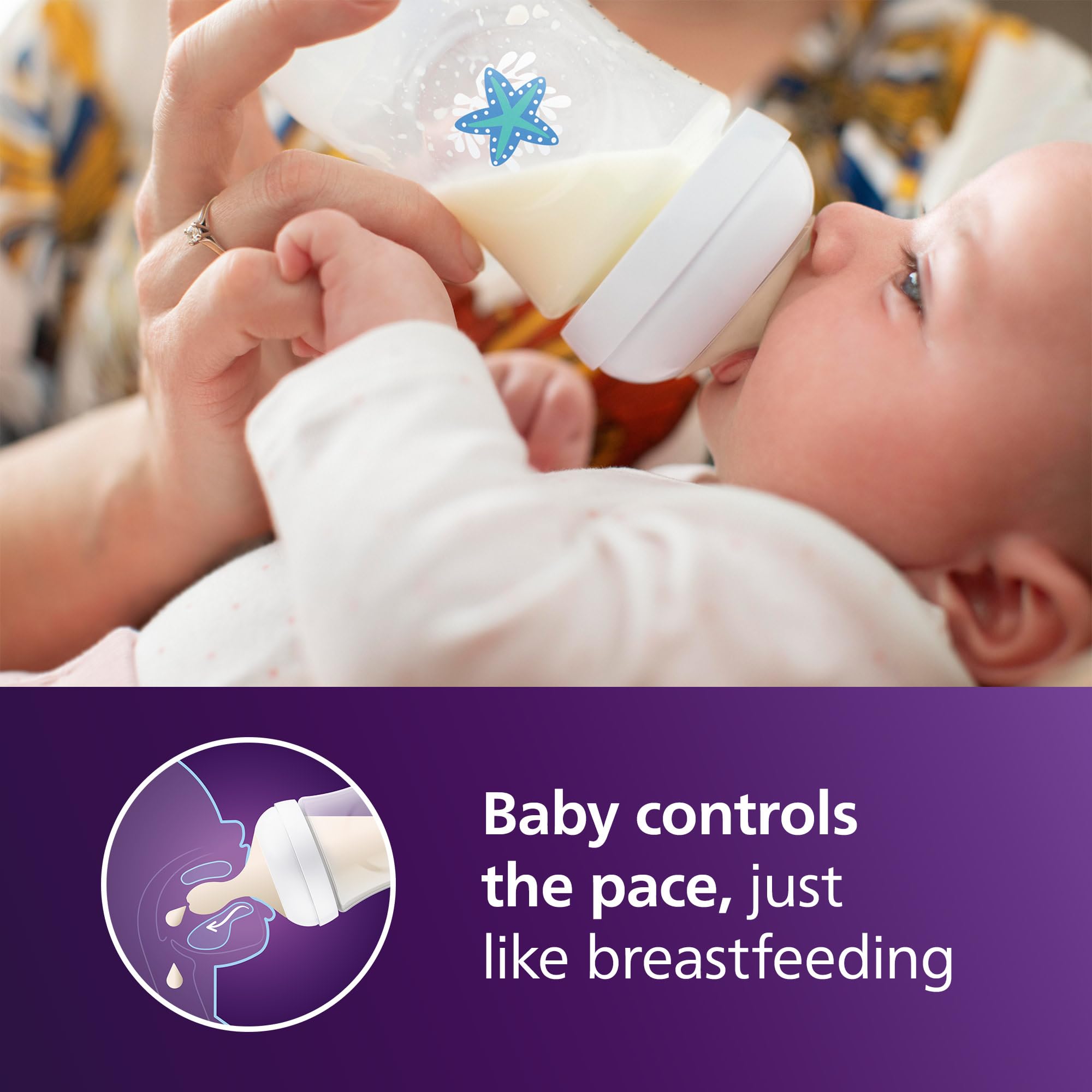 Philips Avent primer plano de tetina Natural que favorece agarre tipo pecho