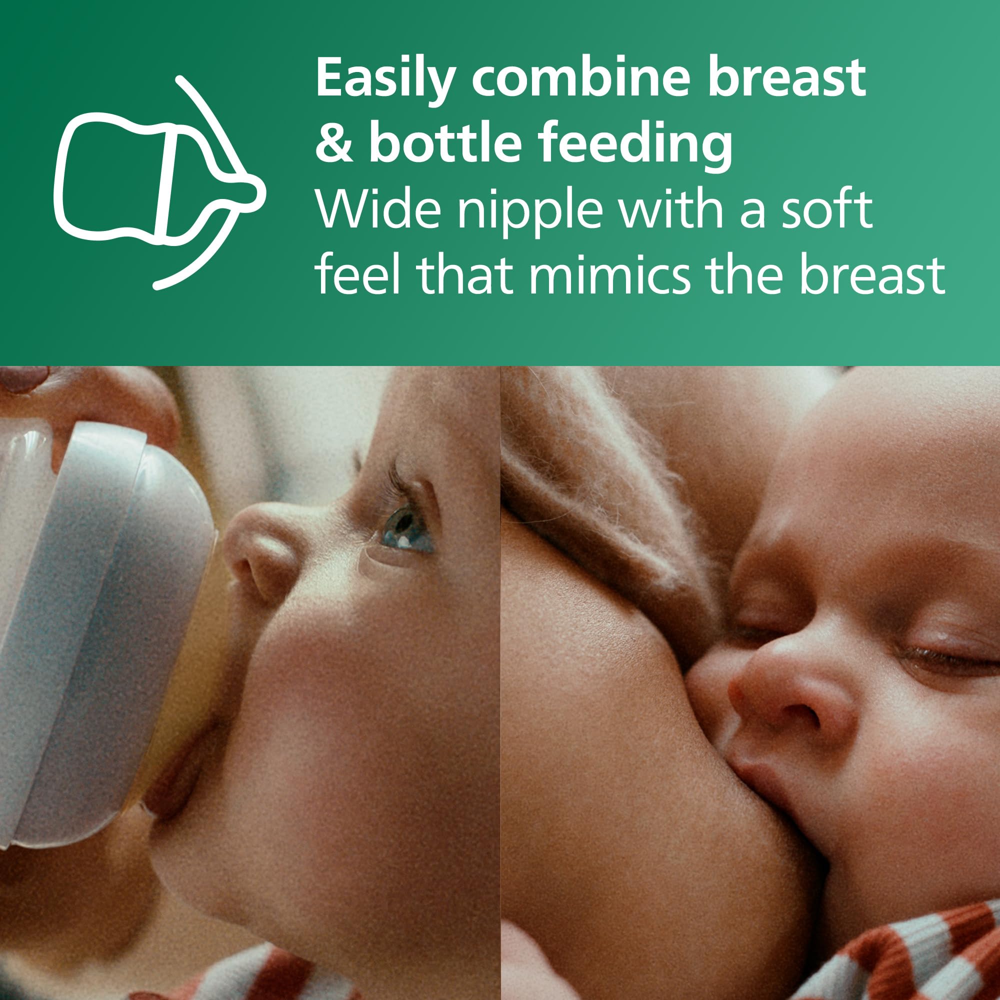 Philips Avent biberón junto a objeto para comparar tamaño práctico