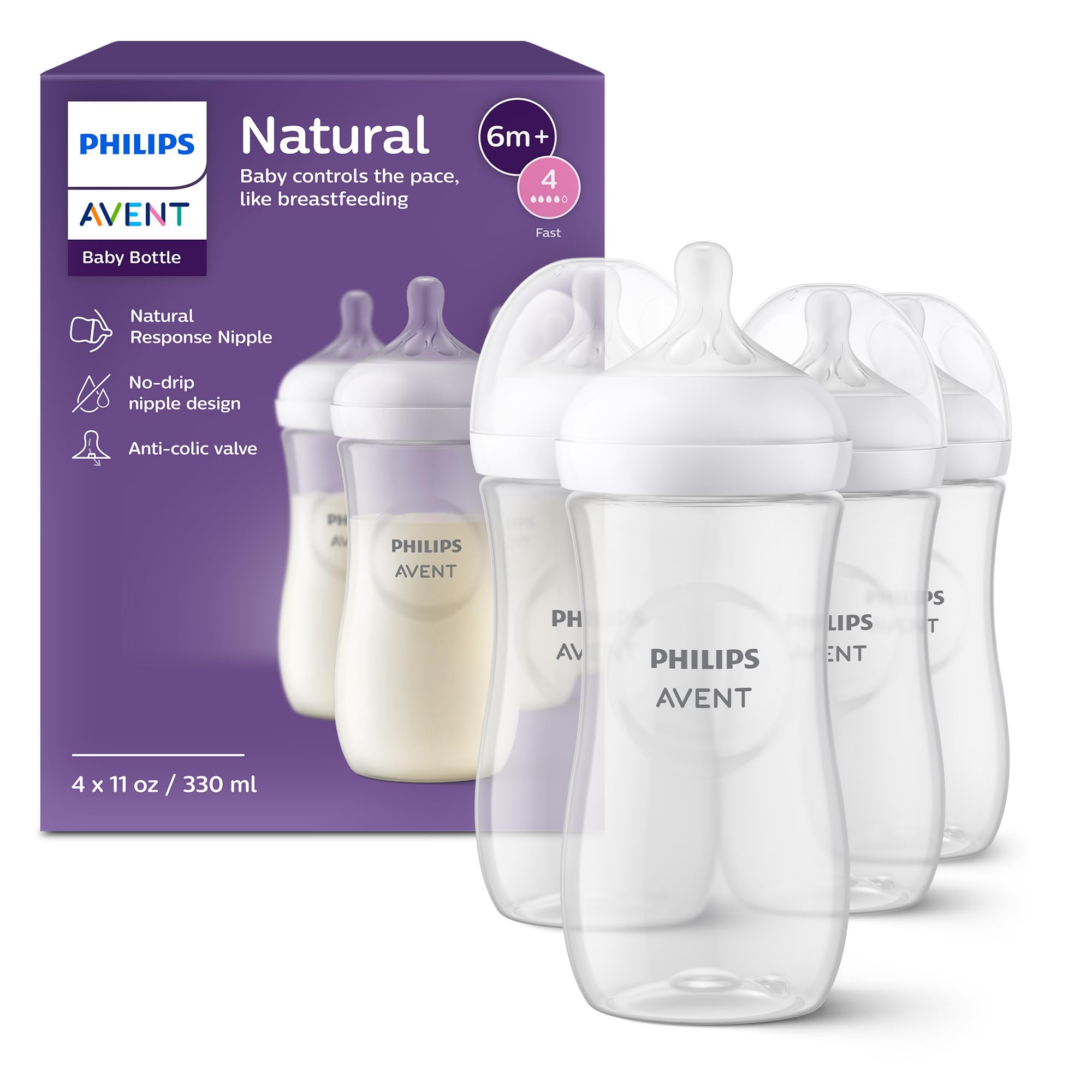 Philips Avent vista frontal pack de 4 biberones, confianza y cantidad