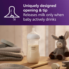 Philips Avent biberón en mano de adulto, agarre ergonómico y control