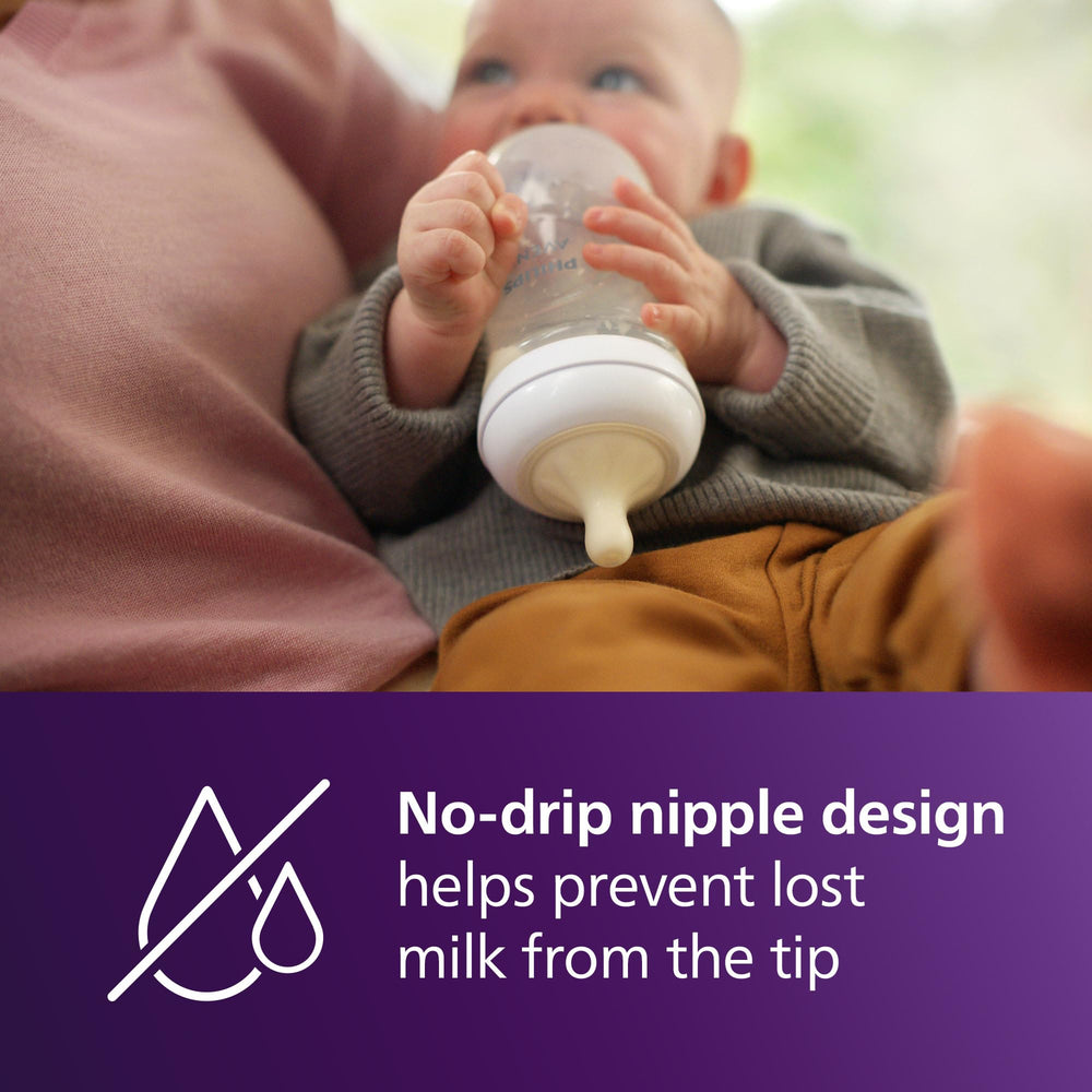 Philips Avent biberones con tapas alineadas mostrando compatibilidad y organización práctica