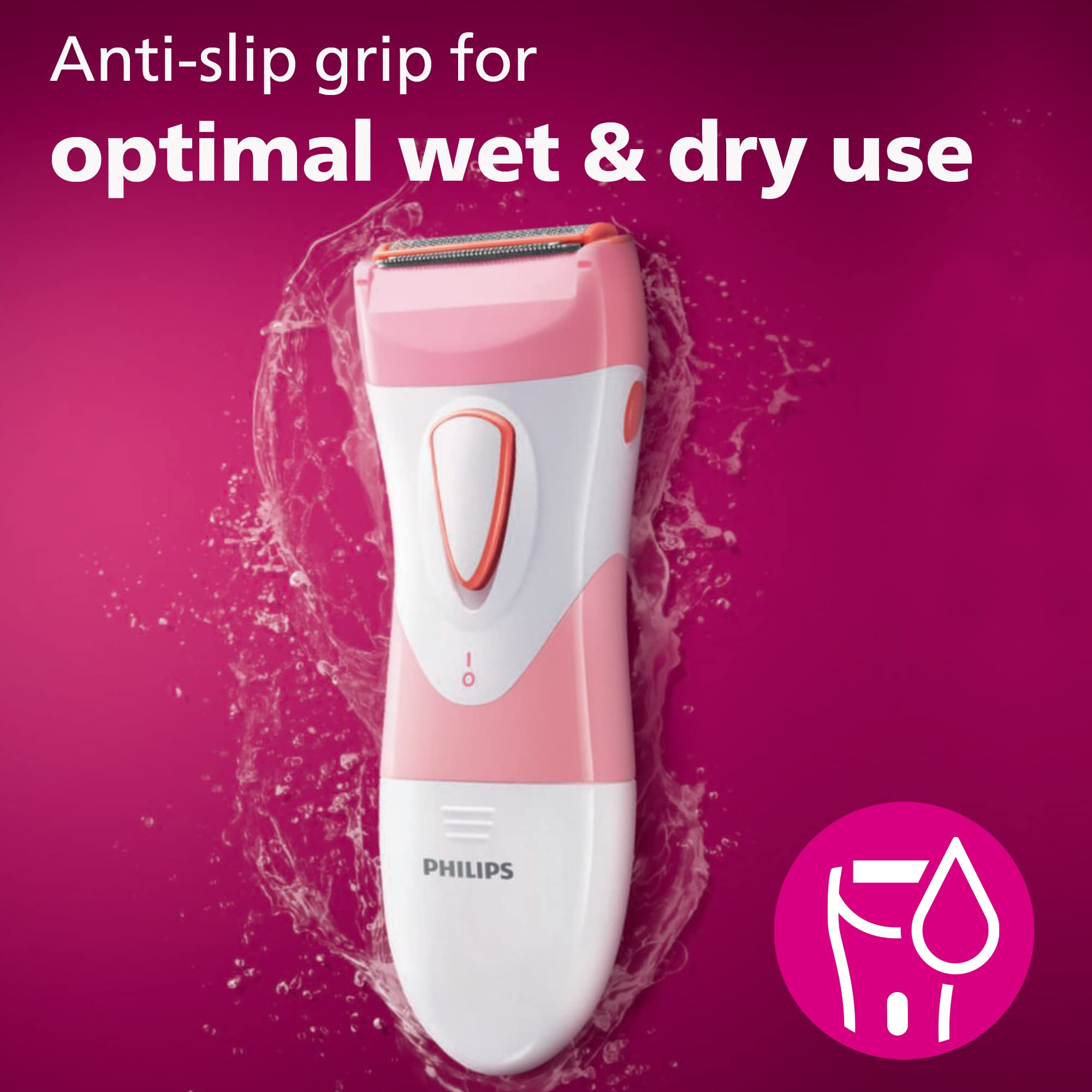 Philips Beauty al lado de una mano para mostrar tamaño y portabilidad