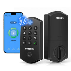 PHILIPS vista frontal de la cerradura inteligente, diseño elegante y seguro