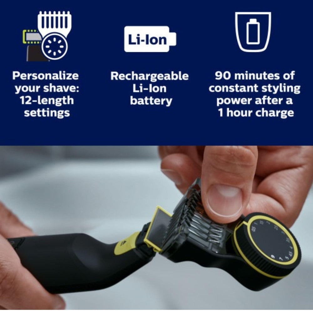 PHILIPS OneBlade Pro peine de precisión mostrando ajuste de longitudes