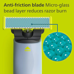 PHILIPS OneBlade detalle de la cuchilla con micro-vidrio que reduce fricción
