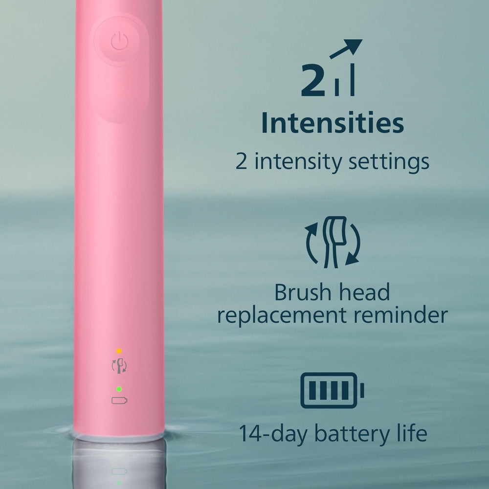 Philips Sonicare comparación de tamaño con un cepillo manual para referencia de escala práctica