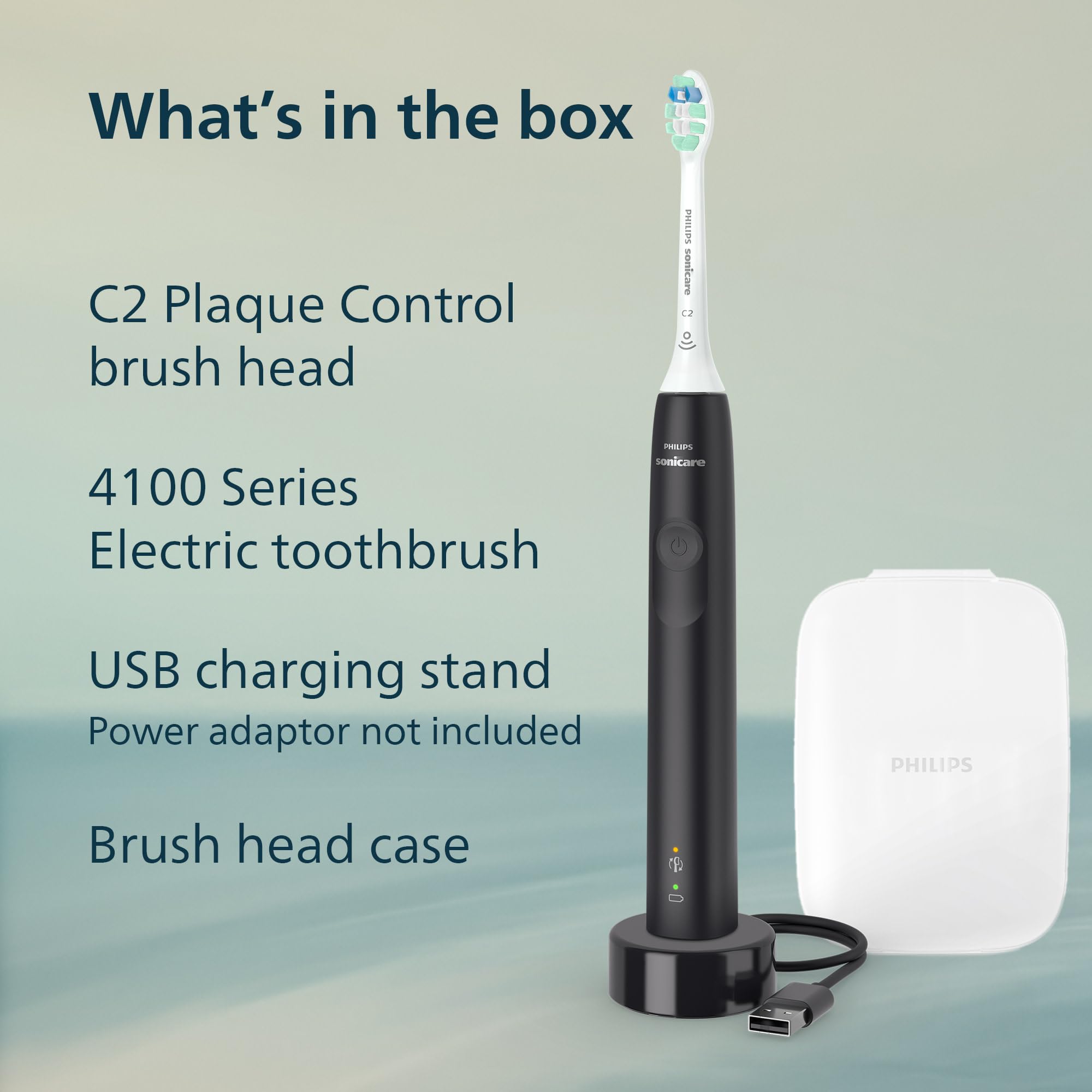 Philips Sonicare 4100 en uso mientras persona se cepilla demostrando limpieza suave