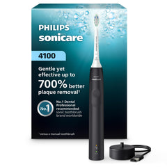 Philips Sonicare vista frontal del mango negro, diseño cómodo y elegante