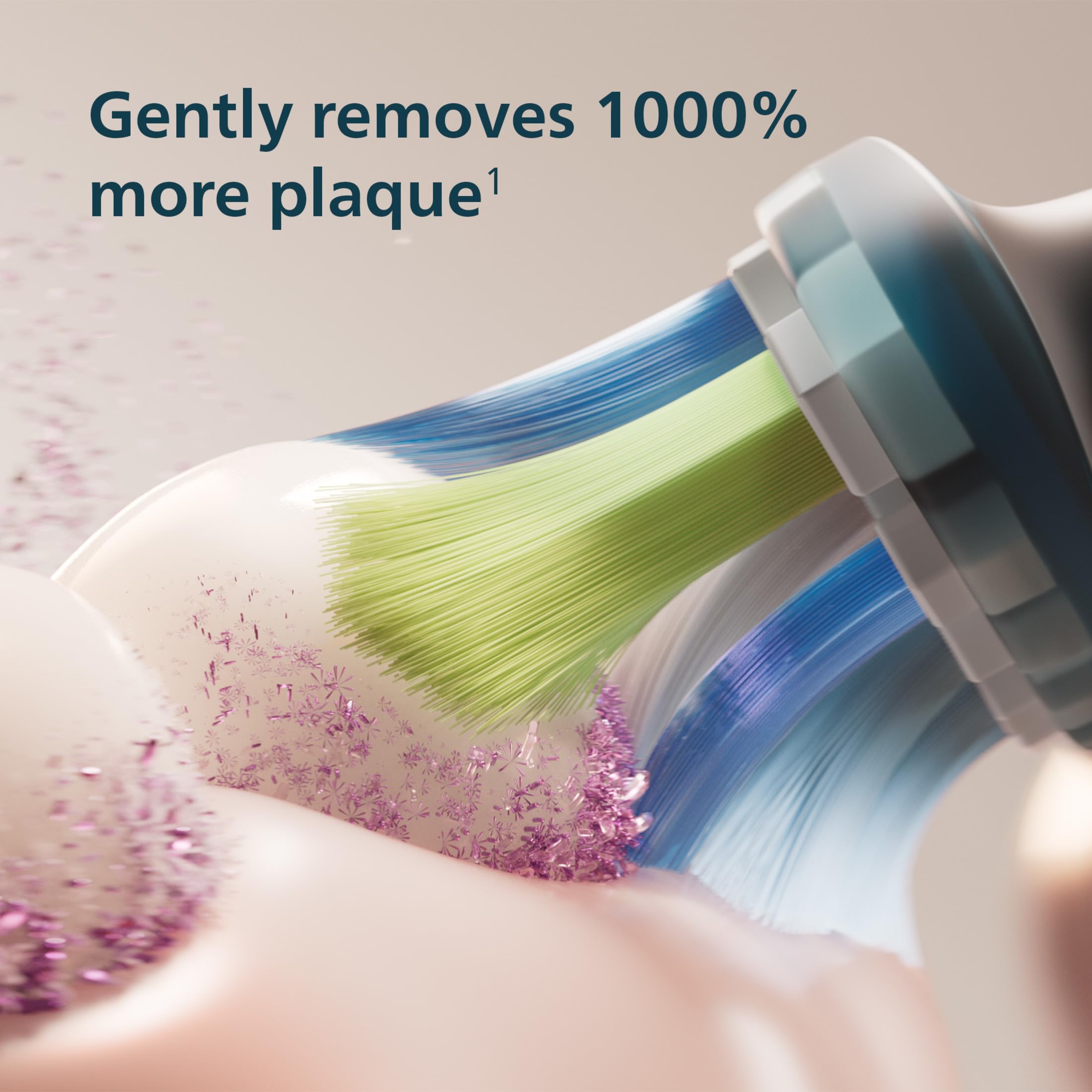 Philips Sonicare 6500 detalle del motor y cerdas en movimiento que generan acción de fluidos