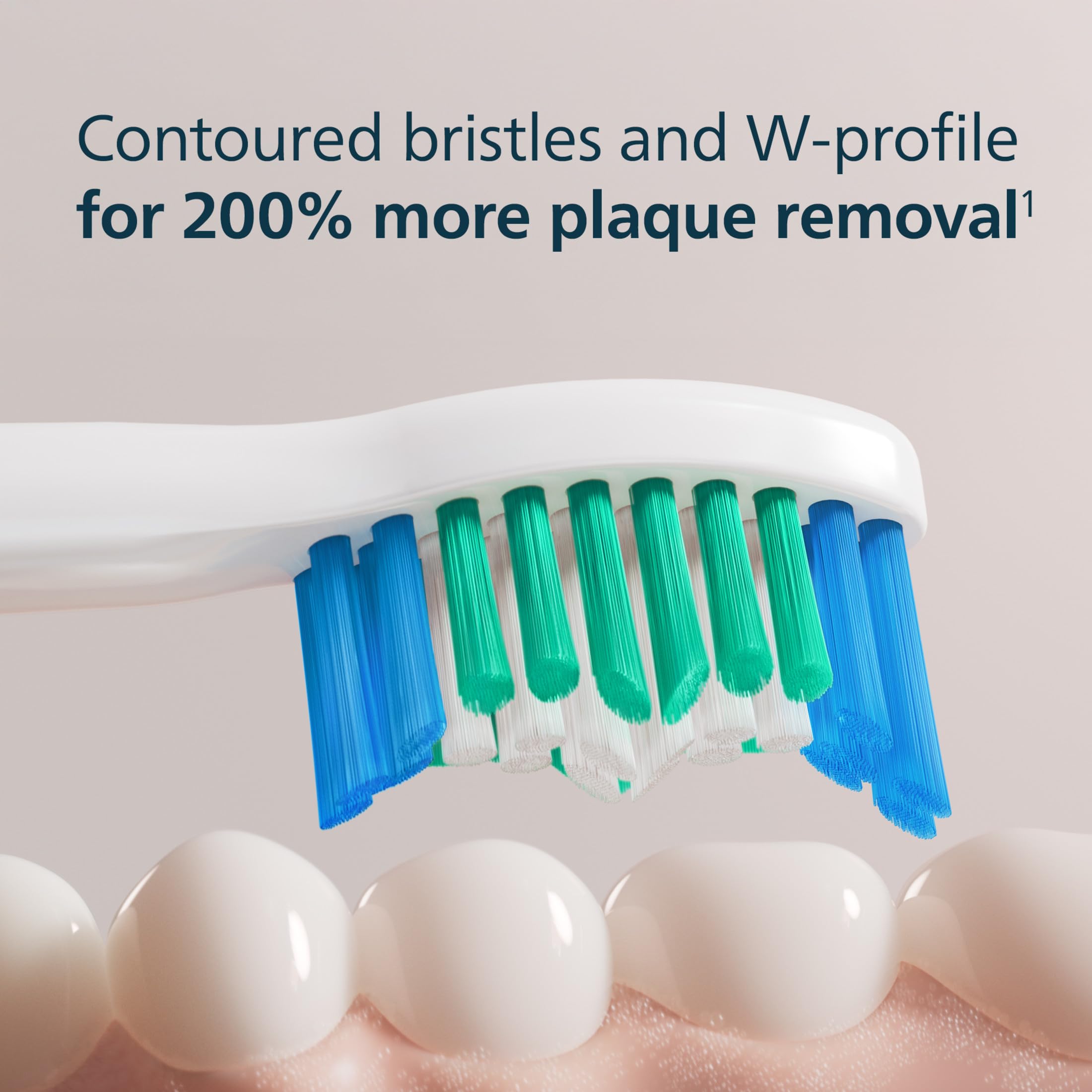 Philips Sonicare acercamiento a textura de cerdas que ayuda a limpiar placa