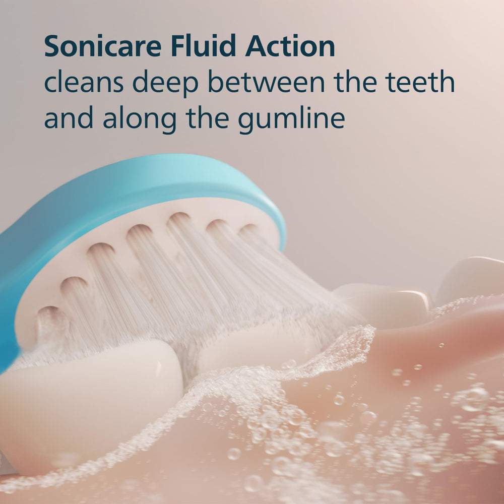 Philips Sonicare comparación de tamaño con dientes de niño, acceso a molares