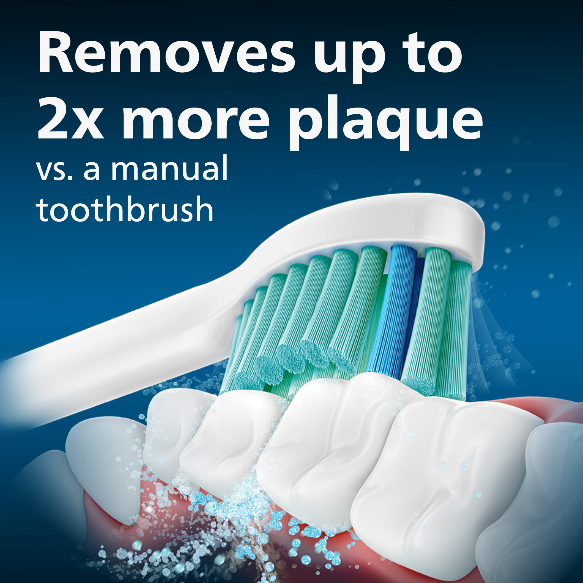 Philips Sonicare detalle de cerdas azules que se desvanecen como recordatorio de reemplazo