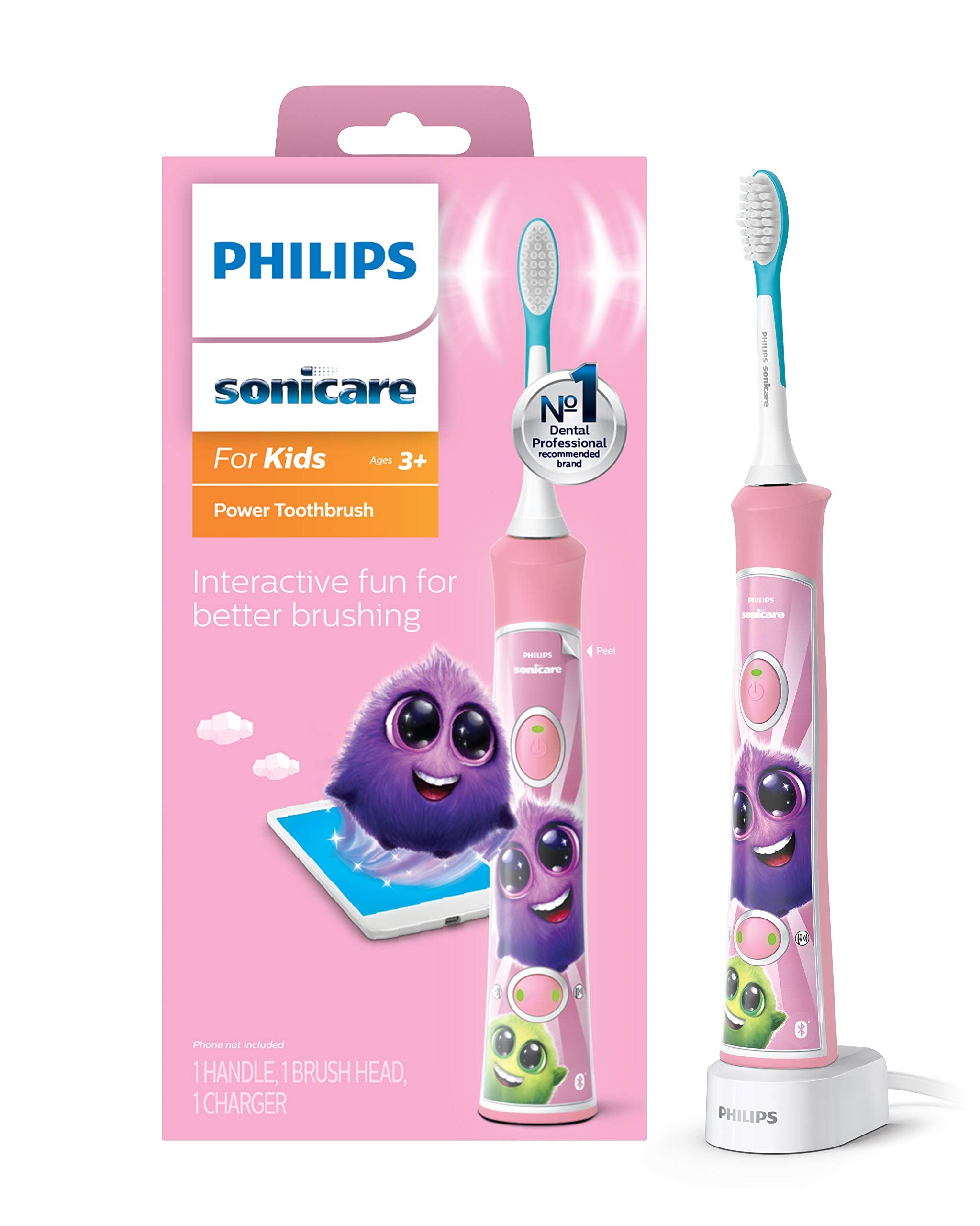 Philips Sonicare vista frontal del mango, diseño cómodo y agarre seguro