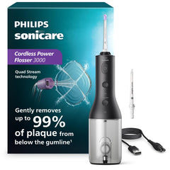 Philips Sonicare vista frontal del irrigador, diseño ergonómico y agarre seguro