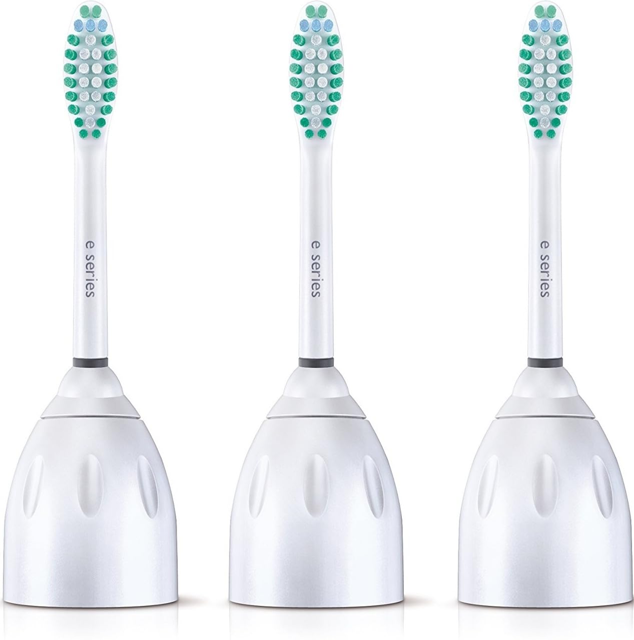Philips Sonicare vista frontal del empaque mostrando los tres cabezales y beneficio de recambio original
