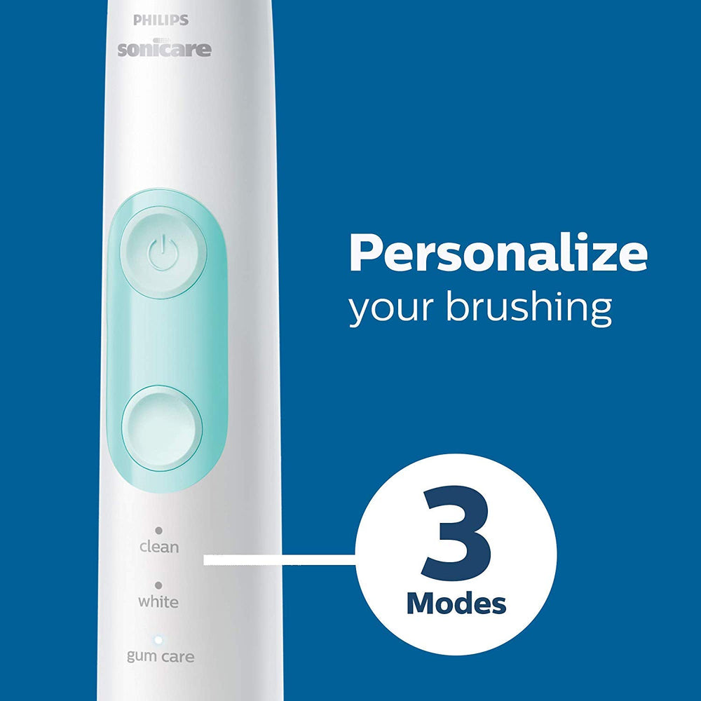 Philips Sonicare 5300 en uso demostrando técnica suave y limpieza profunda