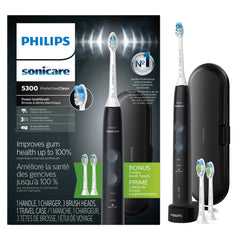 Philips Sonicare 5300 frontal mostrando diseño negro y beneficios estéticos