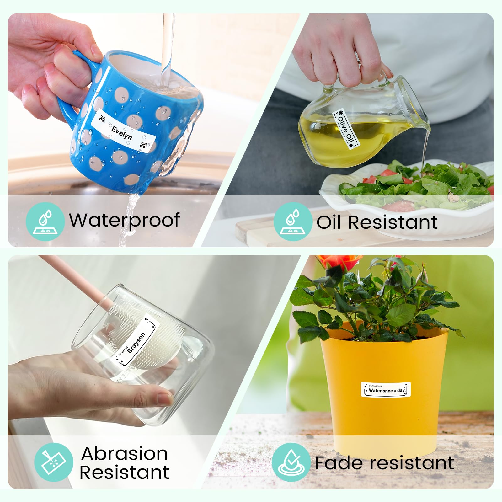 Phomemo etiqueta aplicada en frasco de cocina mejorando organización