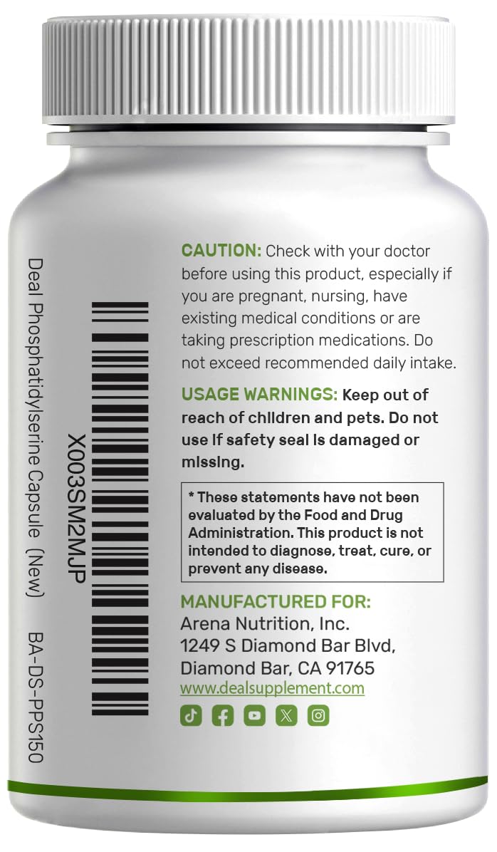 Phosphatidylserine Supplement certificados de laboratorio y sello no-GMO visibles