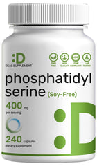 Phosphatidylserine Supplement frente del empaque mostrando cantidad y dosis