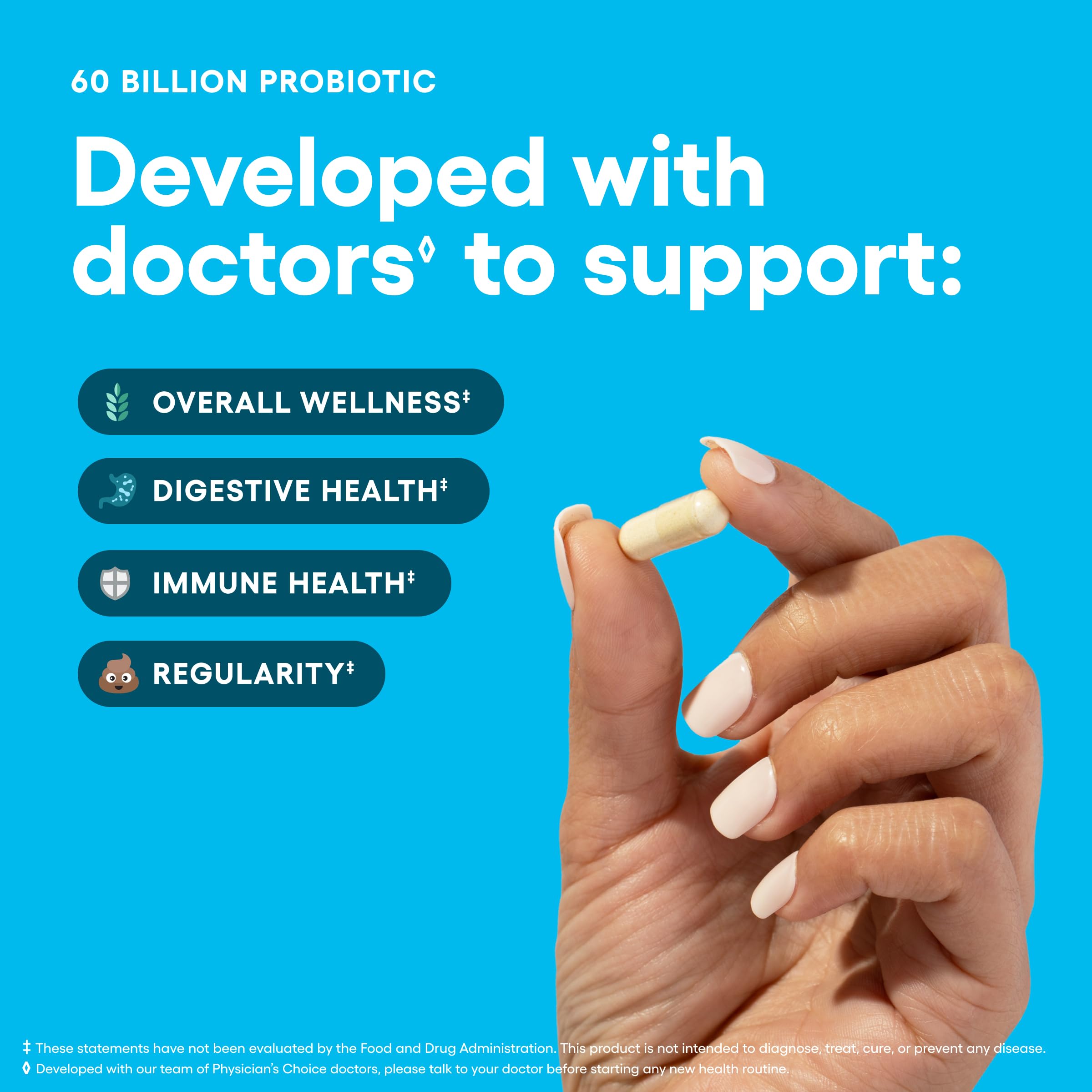 Physician's CHOICE capsule close-up showing acid-resistant texture for better gut survival
