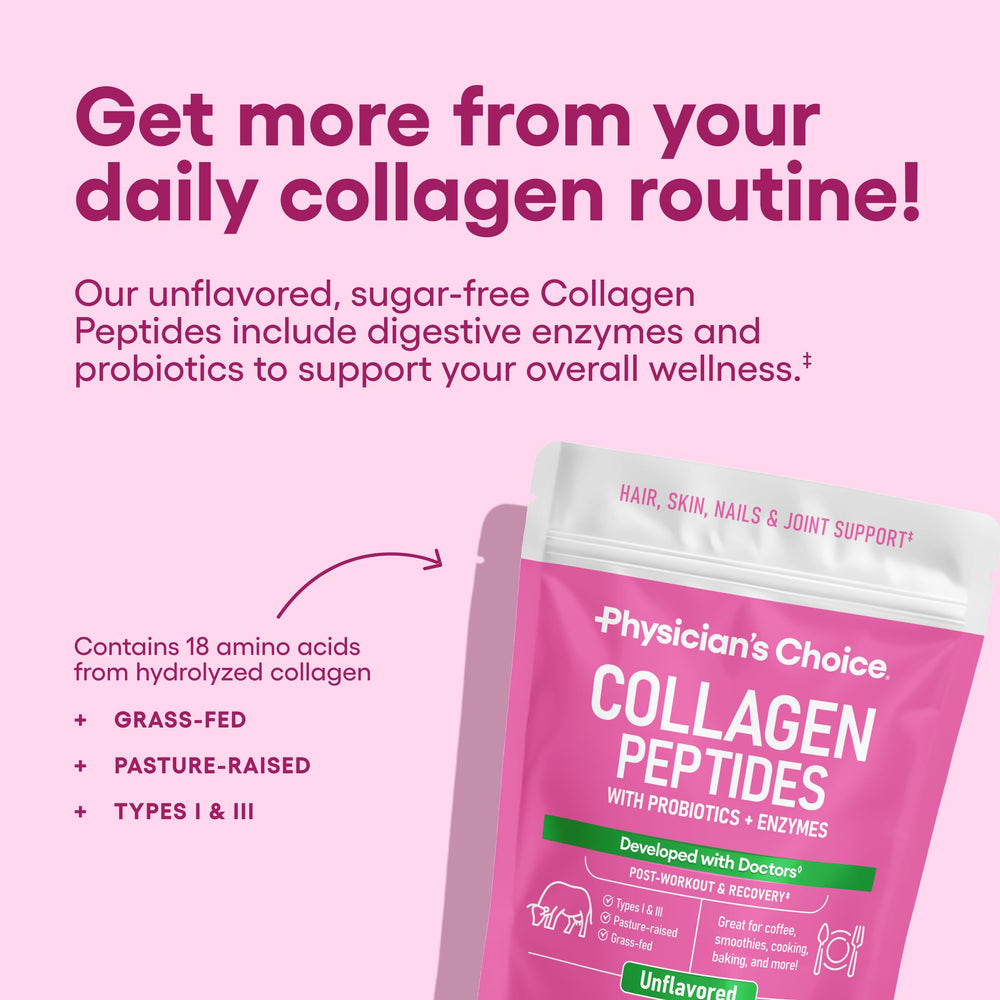 Physician's CHOICE textura de polvo de colágeno hidrolizado, fácil disolución