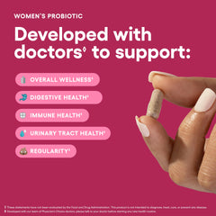 Physician's CHOICE etiqueta con lista de cepas y prebióticos orgánicos