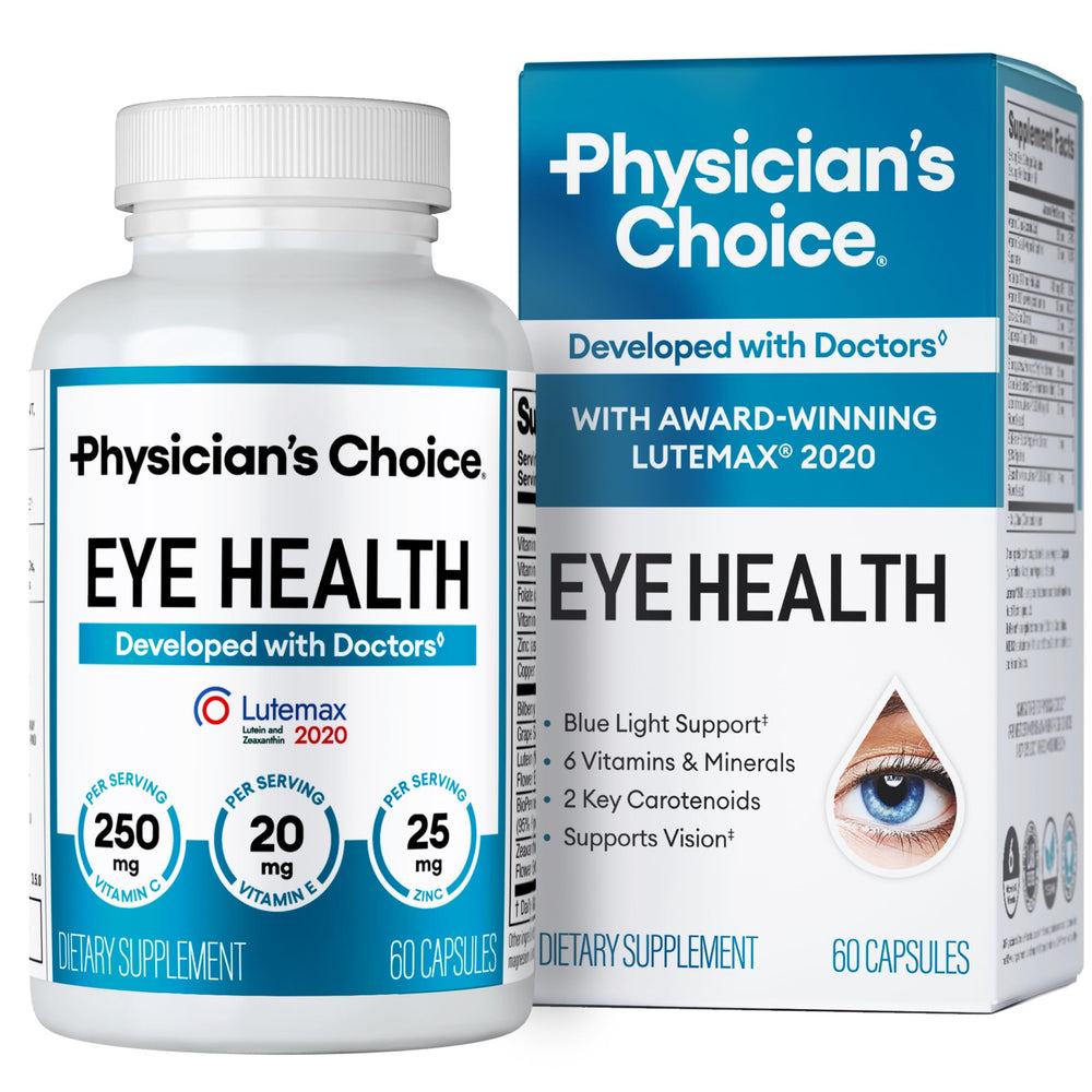 Physician's CHOICE frasco frontal mostrando la etiqueta y beneficios claros