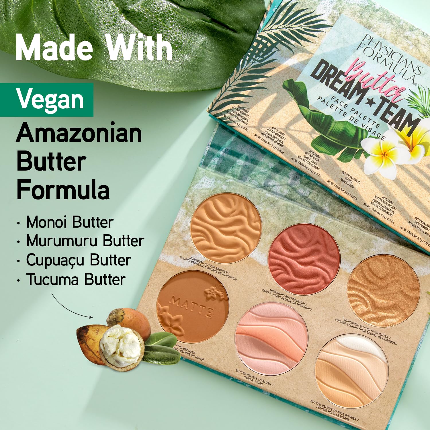Physicians Formula etiqueta con lista de mantecas amazónicas y beneficio nutritivo